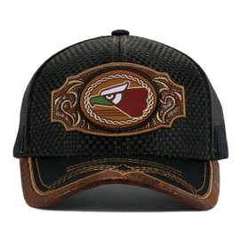 Mexico Hat Federal Logo Eagle Aguila Straw Cap Aztec Western Style Embroidery Trucker Mesh Snapback Curved Bill Baseball Cap (Flag Eagle - Black)