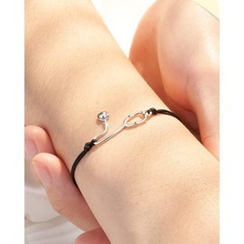 LANWLOSI Nurse Bracelets for Women Silver Stethoscope Bracelet Nurse Practitioner Appreciation Bracelets Nurse Week Gifts for Practitioner Doctor Medical Student