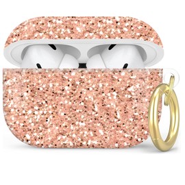Compatible with AirPod Pro 2nd/1st Generation Case Cover with Key Chain,Full Protective Shockproof Wireless Headphone Case for Airpod Pro 2023/2022/2019(Rose Gold Glitter)