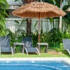 Thatched Patio Umbrella 6 Ft Tilt Design Wood Pole Straw
