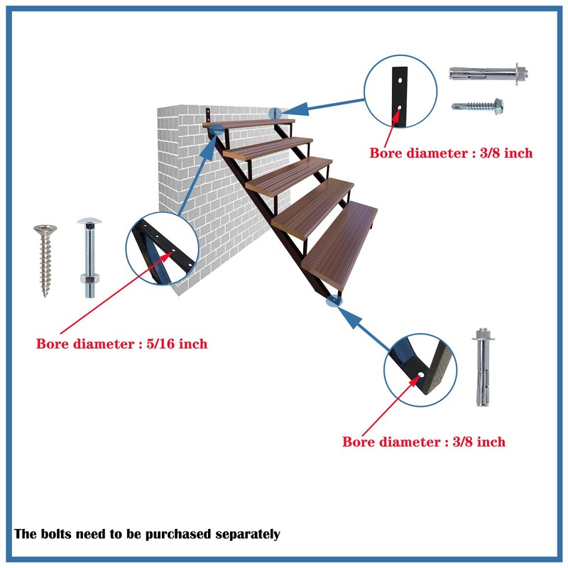 35 Inch Black Steel Stair Step Riser, 4-Step Metal Stair