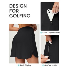 IUGA High Waist Golf Skirt Tennis Skirt with 5 Pockets Skorts for Woman Athletic Skirt for Workout Casual Black