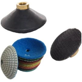 Roxx Tools 4" Diamond Bowl-shaped convex polishing pad 7 + Backer granite marble sink bowl