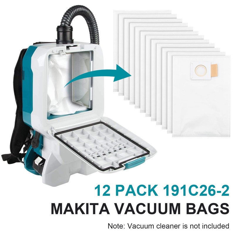 12 Pack 191C26-2 for Makita Filter Bag for Makita 18V