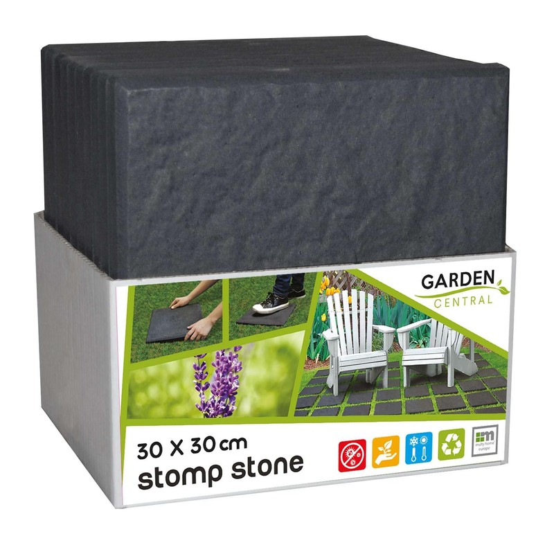 Nicoman Marble Effect 30x30x2.5cm Square Stomp Stone Recycled Rubber Steps