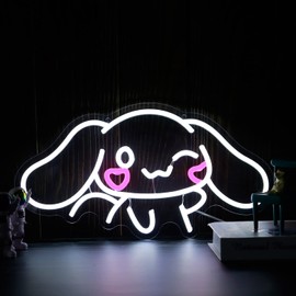SHINEMYWAY Cinnamoroll Neon Sign USB Powered for Room Decor, Japanese Cartoon Character Dog Dimmable Neon Light Sign for Kids Bedroom Wall Art Birthday Gift 17.5 * 9.5 Inches
