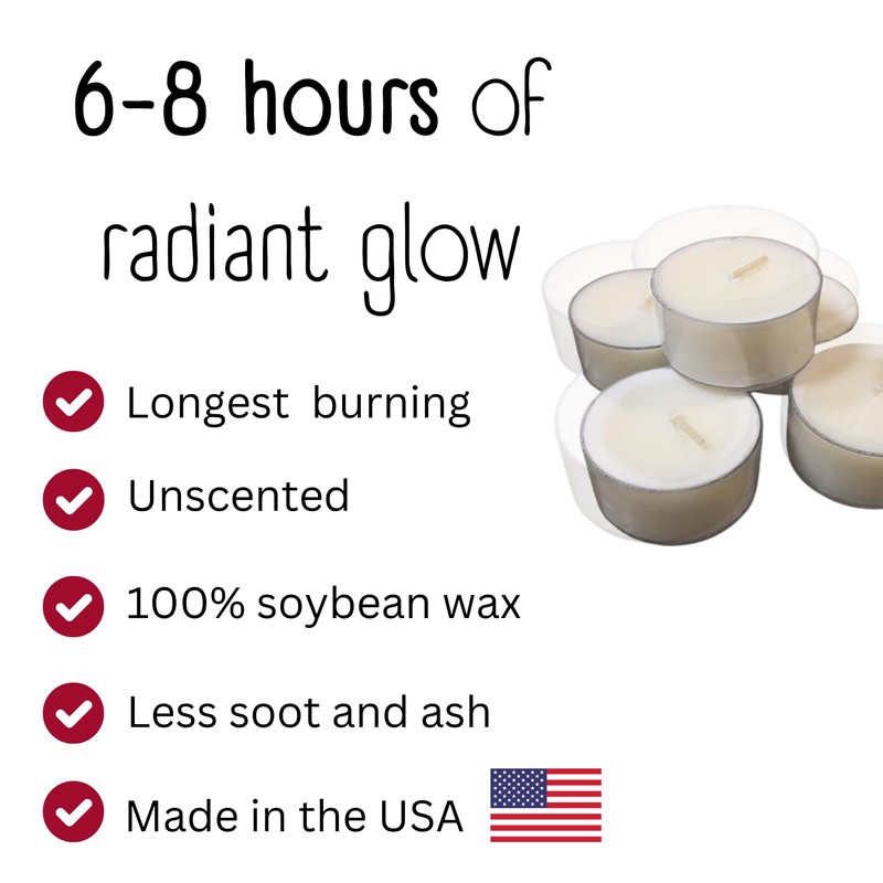 Soy Tealight Candles - 25 Unscented - All Natural Color