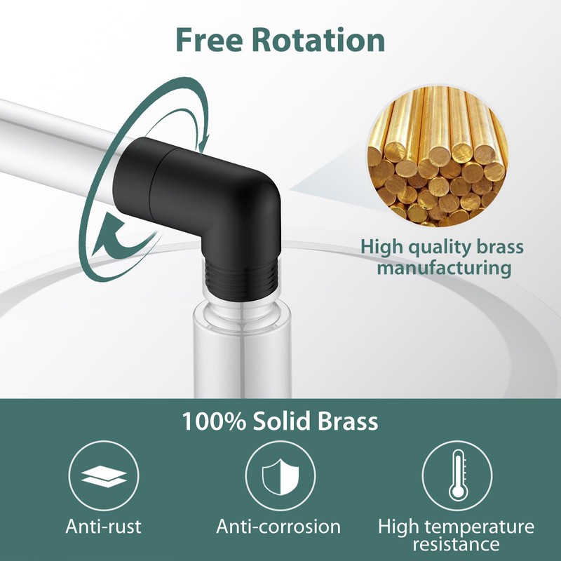 JASYA 90 Degree Elbow Shower Head Adapter Black All Metal