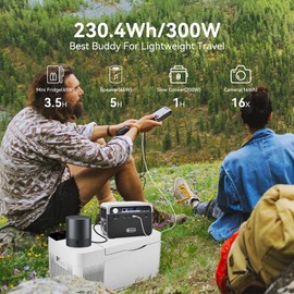 Flashfish 300W Portable Power Station 230Wh LiFePO4 Battery, 600w Surge, Ac Outlets, Solar Generator for Camping, Home Backup, Emergencies, Off-Grid, Power Outages