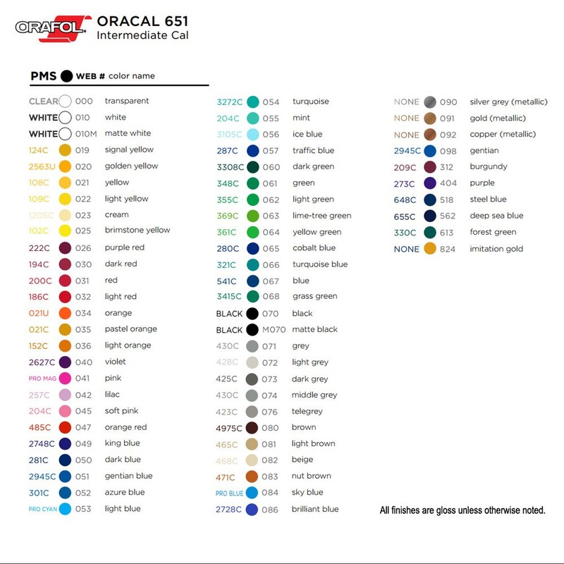 ORACAL 651 Self Adhesive Sign Vinyl 24" x 10Yd, Banners