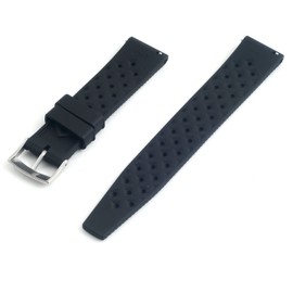 StrapHabit Quick Release Tropical Style FKM Rubber Watch Strap Band 18mm, 19mm, 20mm, 21mm, 22mm (Black, 19mm)