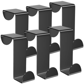 Shexkent Over Door Hanger 6 Pack Stainless Steel - Coat Hooks - Over Door Hook Ideal for Bedroom, Bathroom, Kitchen, Wardrobe, Black