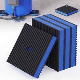 Wuno Shop Anti Vibration Pads, 4"× 4"×7/8" Vibration Isolator Pads, Mechanical Vibration Damping Pads, Heavy Duty Rubber Isolation Pads, 3/8"Pre-Drill Hole Vibration Isolator Pad for Air Compressor