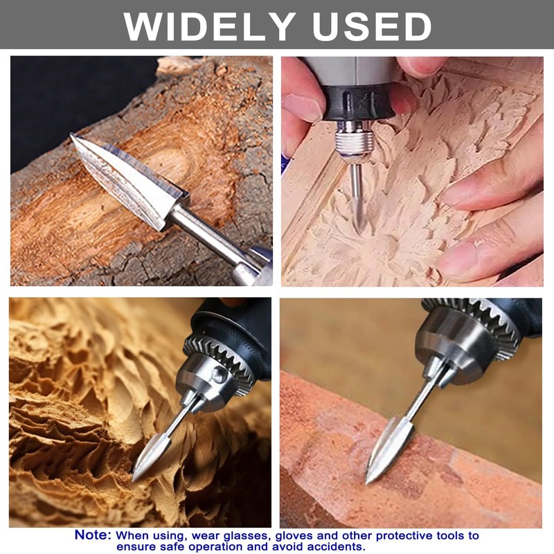 SIGANDG Engraving Drill Wood Carving Tool 5 Pieces HSS Engraving