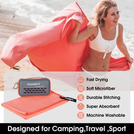 4monster Microfiber Travel Towel, Quick Dry Sport Towel, Super Absorbent, Compact, Lightweight,Soft, Suitable for Gym,Bath,Beach,Yoga,Camping,Golf,Hiking,Backpacking,Sports,Workout Brick Red XL