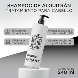Shampoo Anticaspa sin Sulfatos y Parabenos - Shampoo de Alquitrán Alivio para Dermatitis Seborréica y Psoriasis - Ideal para el Cuidado del Cabello Limpio y Saludable 240ml