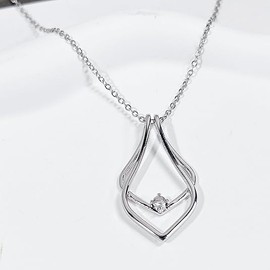 Cykdohy Cykdohy Dainty Waterdrop Ring Holder Necklace for Women Men CZ Simple Ring Keeper Necklaces Geometric Pendant Bride Wedding Engagement Saver Jewelry for Wife Girlfriend Mother (Silver)