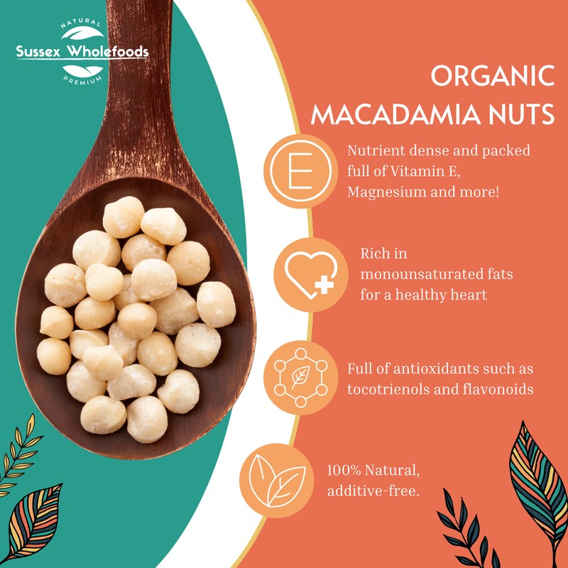 Sussex Wholefoods Organic Macadamia Nuts 250g: Premium Quality, Nutrient-Rich Superfood!