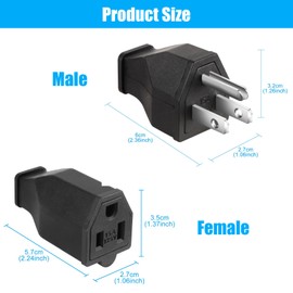 Extension Cord Replacement Ends, Male and Female Electrical Plug Ends, 125V 15A 2Pole 3Wire Connector Straight Blade Plug (Male&Female,2 Sets)