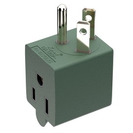Plugrand 90 Degree Leftward Angled USA 3-Prong Male-Female Adapter, 5-15P to 5-15R Direction Changer, Green
