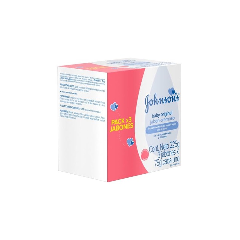 JohnsonS, Jabón En Barra Para Bebé Original 75 Gr 3-Pack