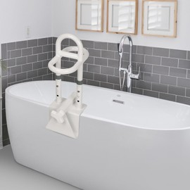 BEEYEO Adjustable Bathtub Safety Rail, Shower Grab Bars Handle with Non-Slip Handle for Seniors, Elderly, and Disabled, Fits 3"–6.7" Tub Walls, Supports 300 lbs