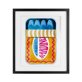 Stupell Industries Blue & Orange Canned Sardines Black Framed Print Under Glass design by Lil' Rue, 21 x 17
