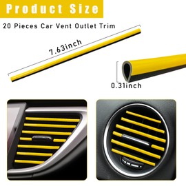 Kewucn 20 PCS Car Air Conditioner Vent Decorative Strip, Waterproof Bendable Auto Air Vent Decoration, Universal Vehicle Interior Accessories Suitable for Straight Air Vents (Yellow)