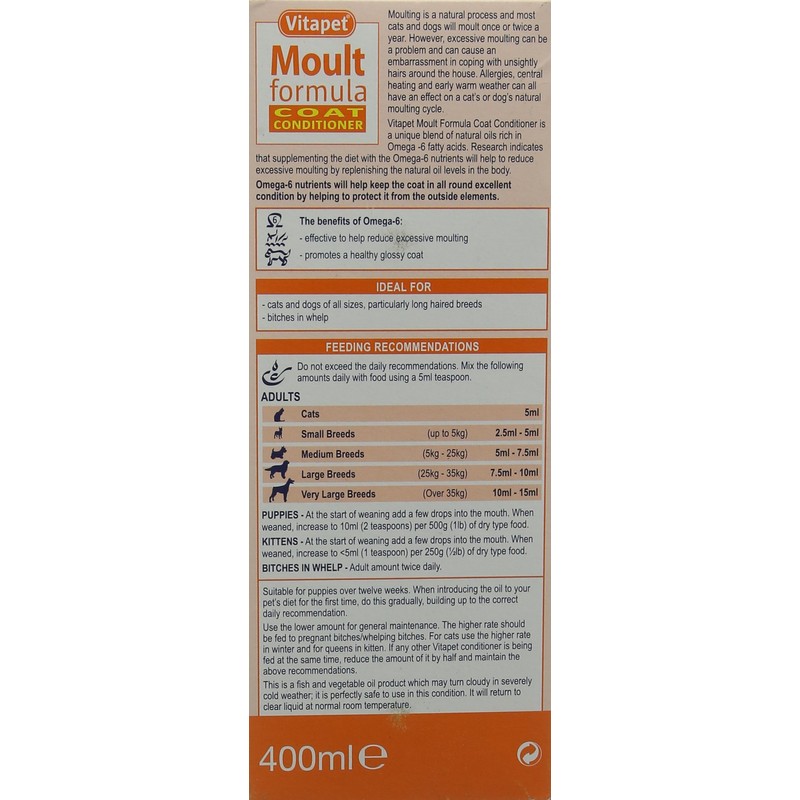Vitapet Moult Formula for Cat and Dog, 400ml