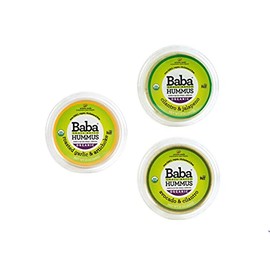Baba Small Batch Organic Hummus (8 oz, 3 Pack) - USDA Organic, Gluten Free, Vegan, Non-GMO, Cholesterol Free (Cilantro/Jalapeno, Garlic/Artichoke, Avo/Cilantro)