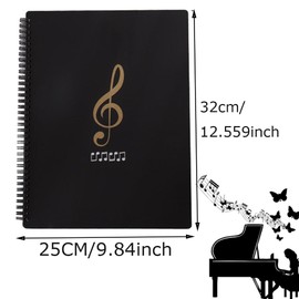 Armastuse Sheet Music Folder,50 Pages Capacity, Sheet Music Binder, Spiral Binder Organizer for Sheet Music Storage (Black)