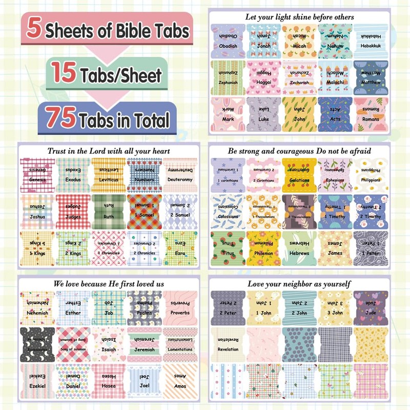 Holy Bible Tabs for Women and Men, 66 Laminated Position