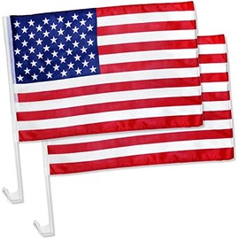 Pack of 2 Julysgift US American Car Flag with Window Clip 17" x 12"