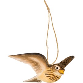 WILDLIFEGARDEN Wildlife Garden WG4446 DecoBird Flying Field Lark - Hand Carved Decorative Wooden Bird - Flying Birds