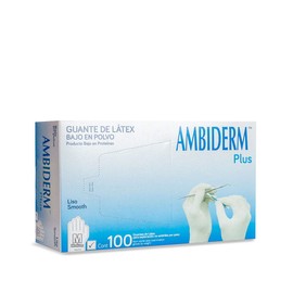 AMBIDERM - Guante Ambiderm Plus Liso Blanco Mediano Caja con 100 Piezas