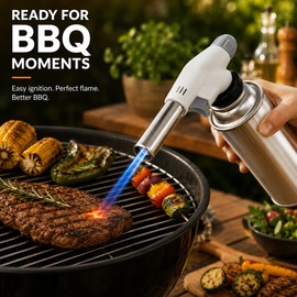 Portable Gas Torch for BBQ & Camping – Adjustable Flame Burner for Charcoal Lighting, Searing & Outdoor Cooking
