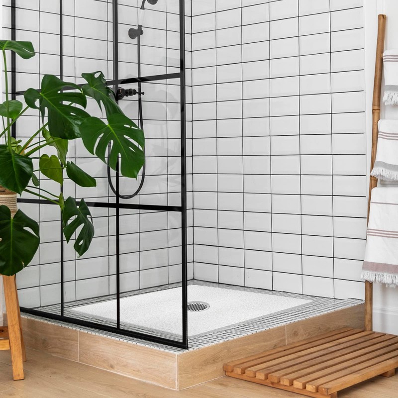 Shower Mat Non Slip,Soft Square Shower Mat with Drain,24 x