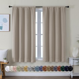 Simplebrand Ava Stone - Cortinas opacas cortas para recámara de 54 pulgadas de largo, juego de 2 paneles con aislamiento térmico sólido, cortinas opacas de tratamiento de ventana de ahorro de energía,