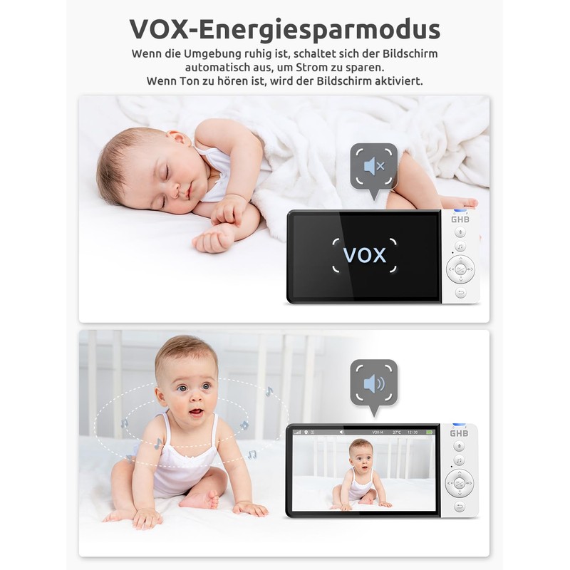 GHB Baby Monitor with Camera 5 Inch 720P HD 5000