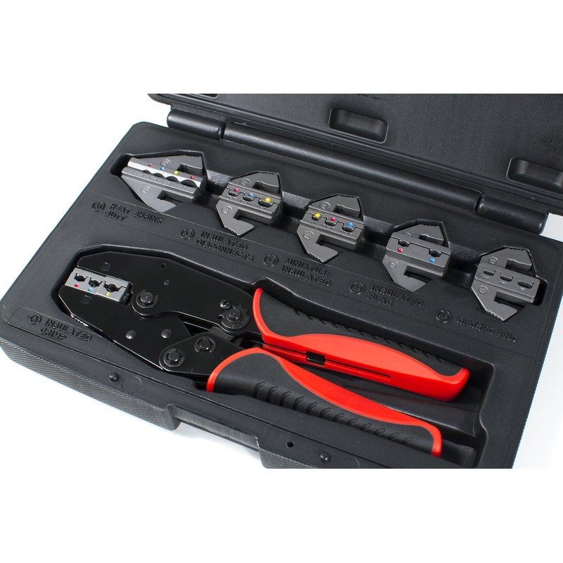 TGR Interchangeable Ratcheting Terminal Crimper Set - 7 Die Sets