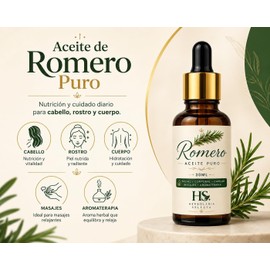 Herbolaria Selecta Aceite de Romero Puro 30 ml Cuidado Premium para Cabello, Rostro y Cuerpo Ideal para Masajes y Aromaterapia Fórmula Concentrada
