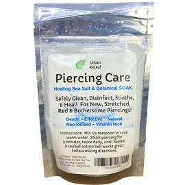 Urban ReLeaf Piercing Care 6 oz. Bag, Soothing Sea Salt & Botanical SOAK. Aftercare Solution Concentrate, Makes 90 Cups.