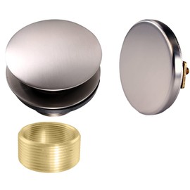 Westbrass D98HRK-20 Universal Fine or Coarse Thread Tip-Toe Bathtub Drain Trim with Illusionary No-Hole Faceplate and Adaptor Bushing, Stainless Steel