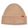 HUGO Small Logo Ribbed Beanie, Wheat, PCE.