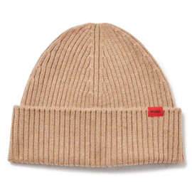 HUGO Small Logo Ribbed Beanie, Wheat, PCE.