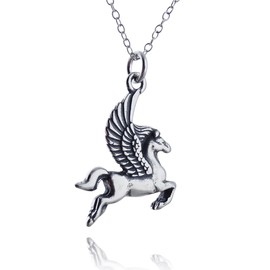 FashionJunkie4Life Sterling Silver Pegasus Necklace, 18" Chain | Gifts for Men & Women | Birthday Gift for Men and Women