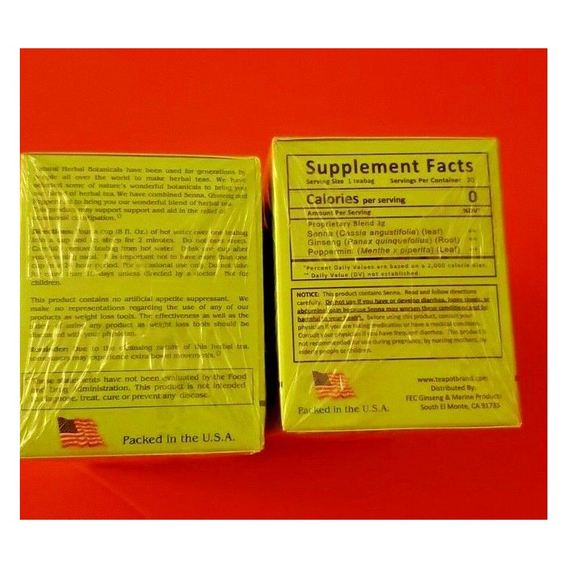 Teapot Brand 2 PACK PANAX HERBAL TEA DELIGHT CLEANSE TEA