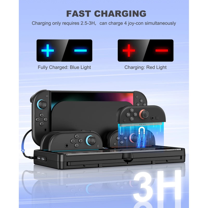HELLCOOL Charging Dock for Switch 2 & Storage Station 4-in-1