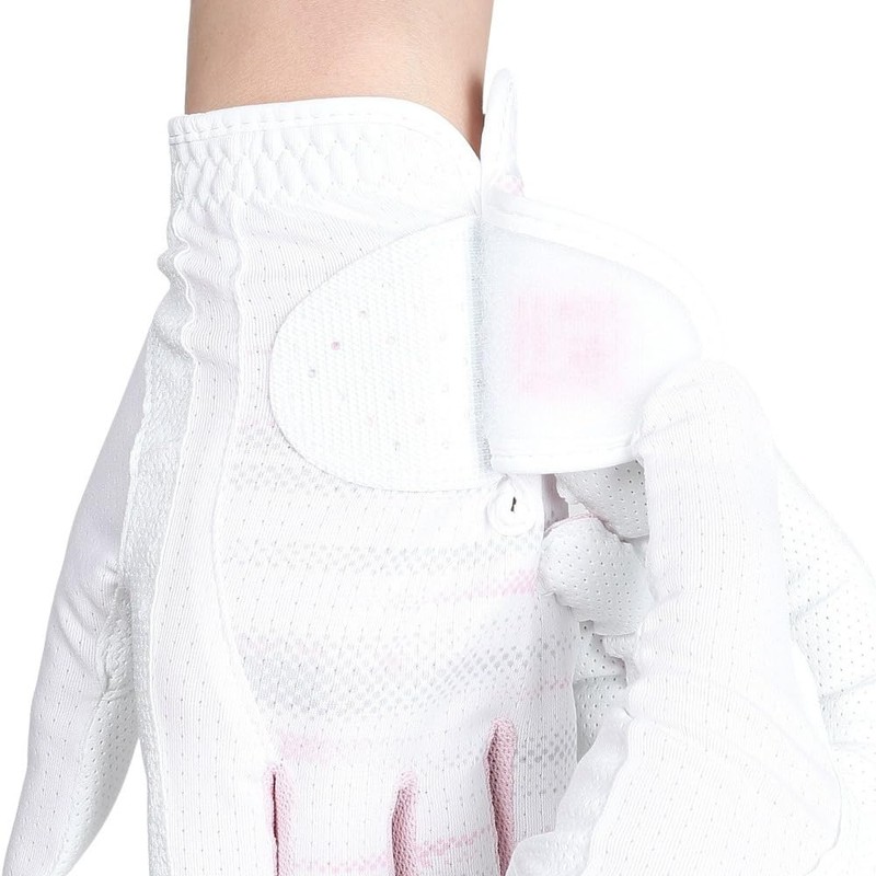 FootJoy Women's Golf Gloves, Staycool EX, Ambidextrous, White/Pink, 7.9 inches