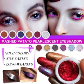 Ofanyia Creme Eyeshadow, Mashed Potato Pearlescent Monochrome Eyeshadow, High Pigmented Shimmer Cream Eyeshadow, Long-lasting Polarised Light Not Smudged Eye Shadow (04# Navy Blue)